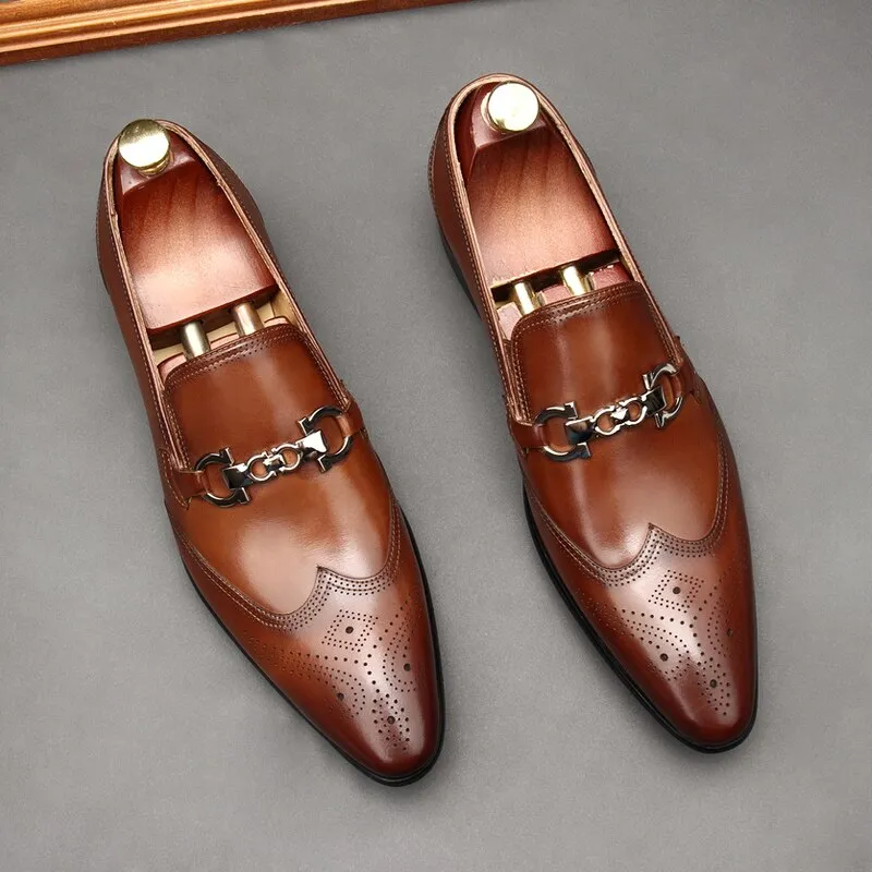Oxford Leather Pointy Dress Shoes