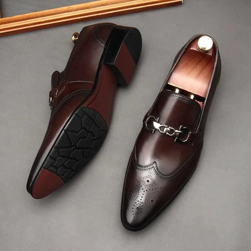 Oxford Leather Pointy Dress Shoes