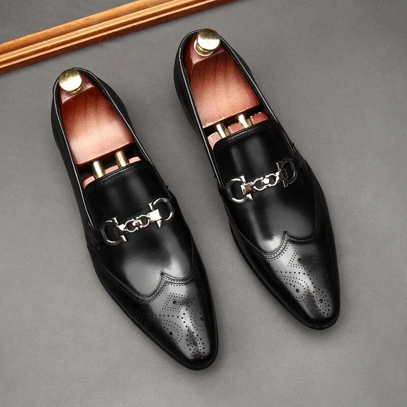 Oxford Leather Pointy Dress Shoes
