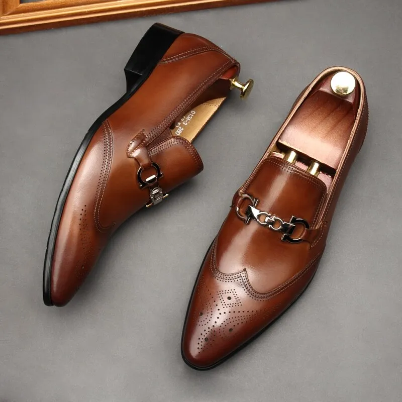 Oxford Leather Pointy Dress Shoes