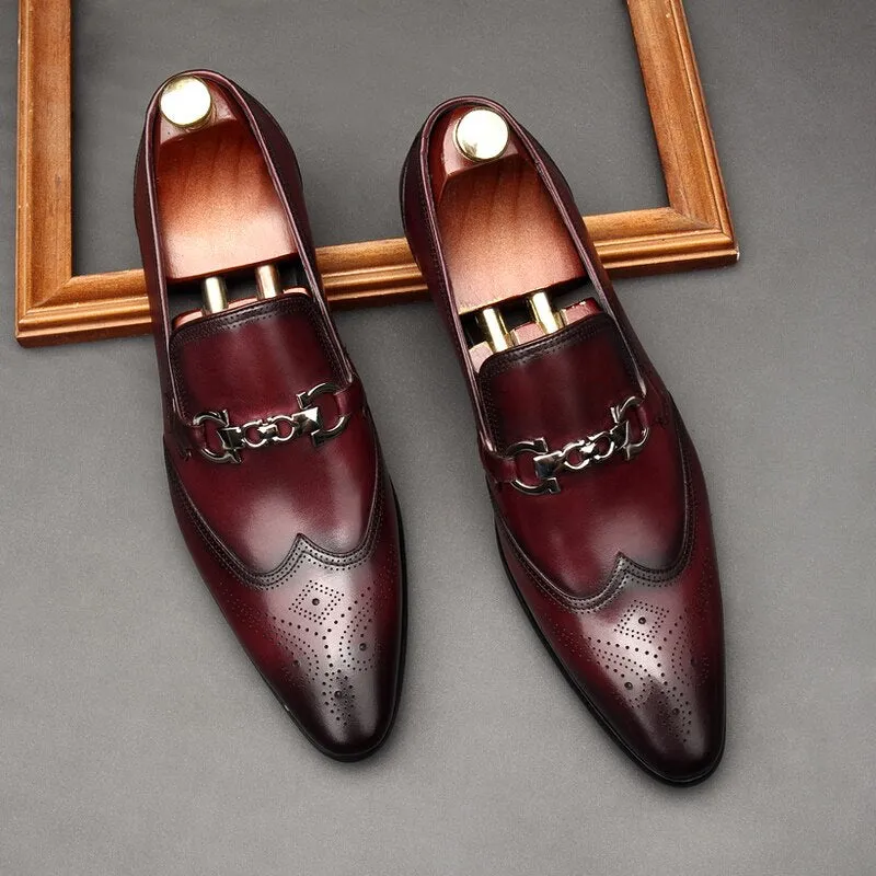 Oxford Leather Pointy Dress Shoes
