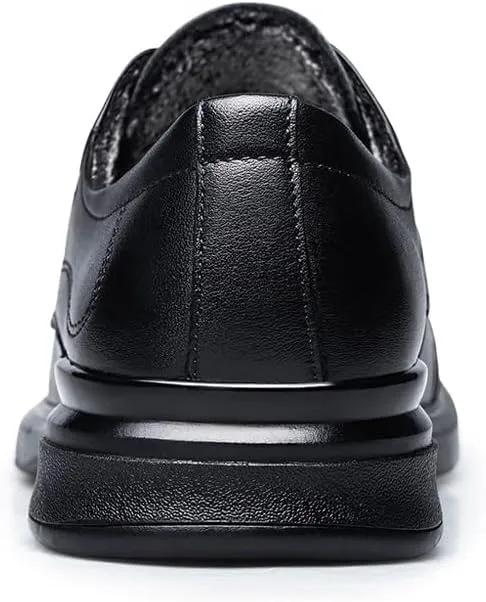 Oxford Shoes for Men Lace Up Solid Color Leather Cap Toe Derby Shoes Anti-Slip Low Top Block Heel Prom