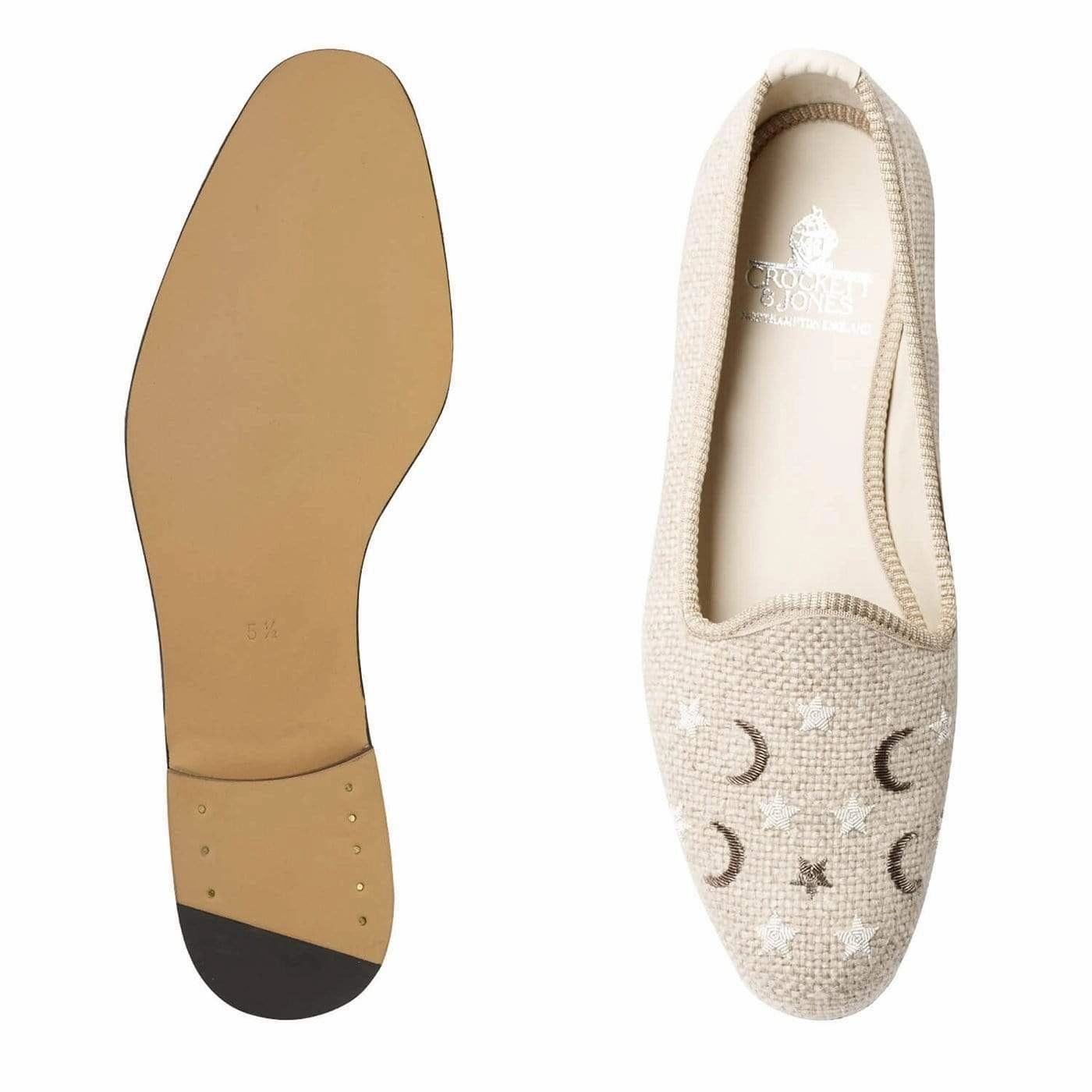 Hygienic Footwear Material Moons & Stars Oatmeal Linen
