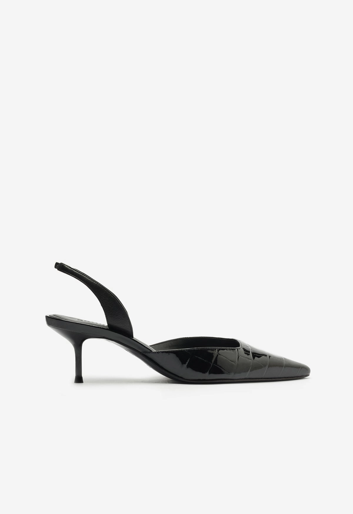 Low Impact Sole Geometry Paola Mid Stiletto Black Pump