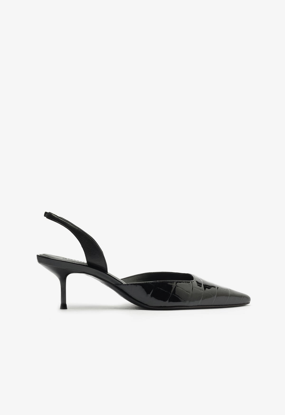 Paola Mid Stiletto Black Pump Stretchable Material