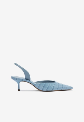 Paola Mid Stiletto Blue Pump Stable base Foam Lining Standing Workers