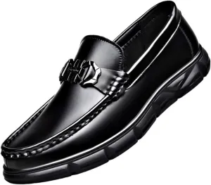 Party Loafers for Men's Suede Vamp Business Solid Color Round Toe Working Anti-Slip Rubber Sole Slip Resistant Block Heel Shoe