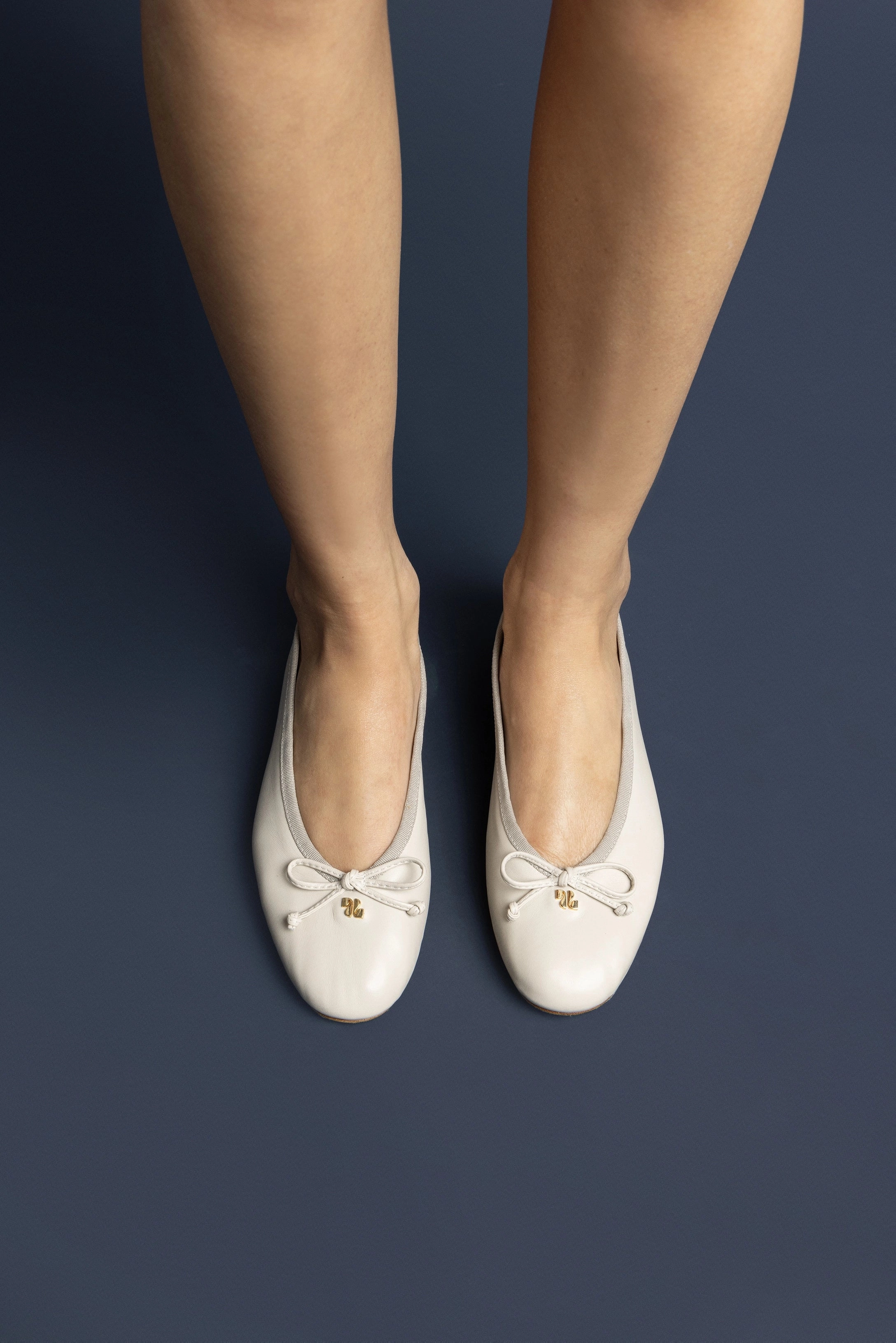 Pavlova Ballet Flat In Mushroom Grey Leather Retro Vibe