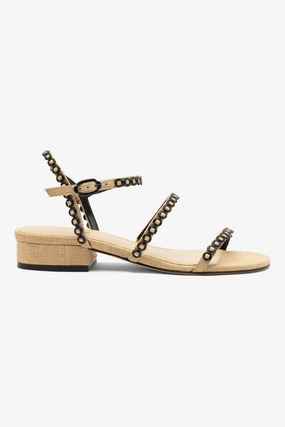 Milanina Flat Sandal In Beige Raffia Peak View Embroider Edge