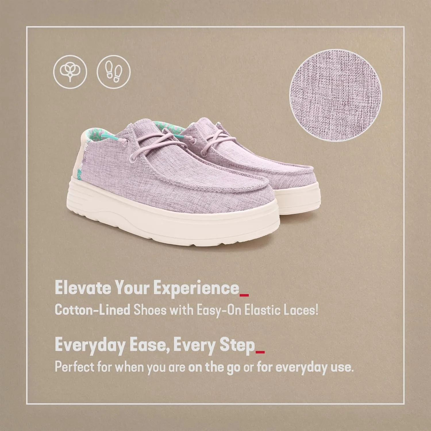 PITAS Womens Poppy Slip-On Loafers | Casual Shoes for Women | Comfortable Lightweight Slip-On Shoes | Lilac