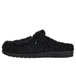 Plush Black Slip On Slippers