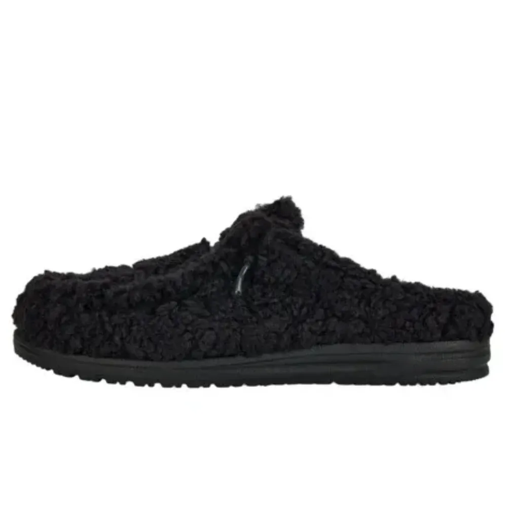 Plush Black Slip On Slippers