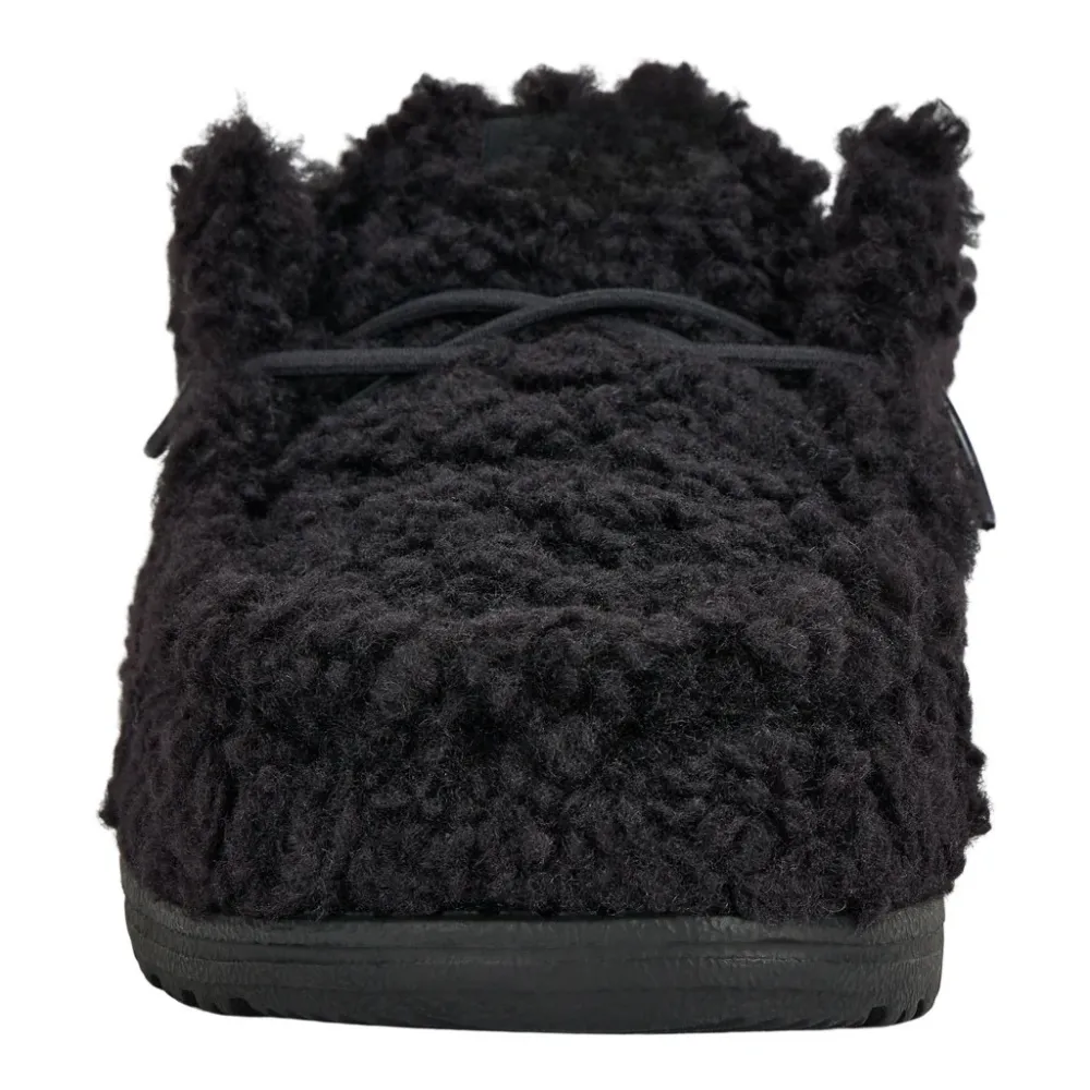 Plush Black Slip On Slippers