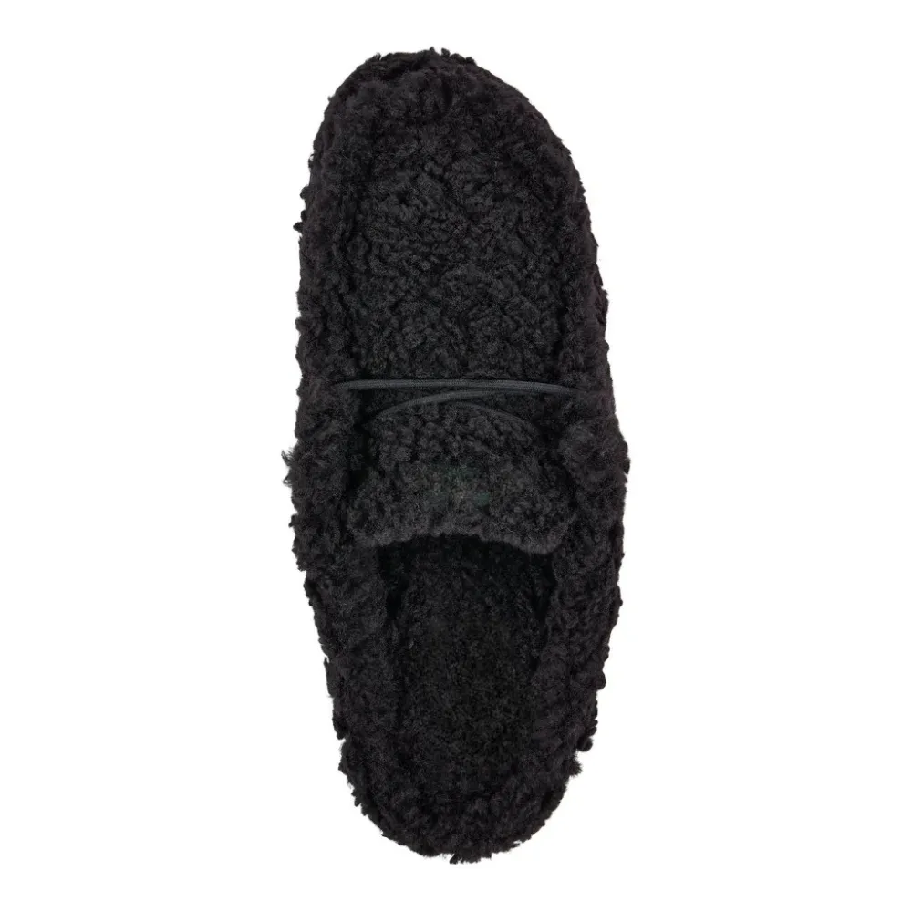 Plush Black Slip On Slippers
