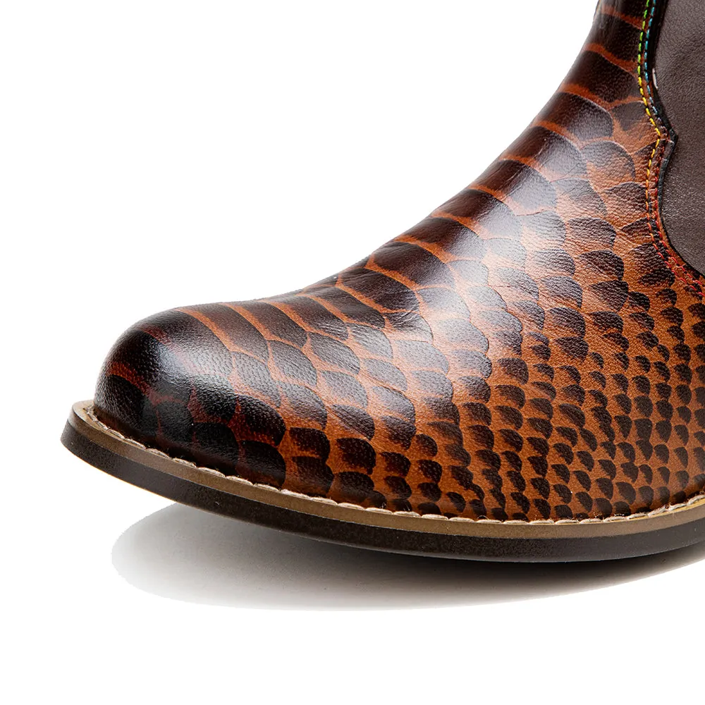 Pointy Leather Mid-Calf Country Western Boots