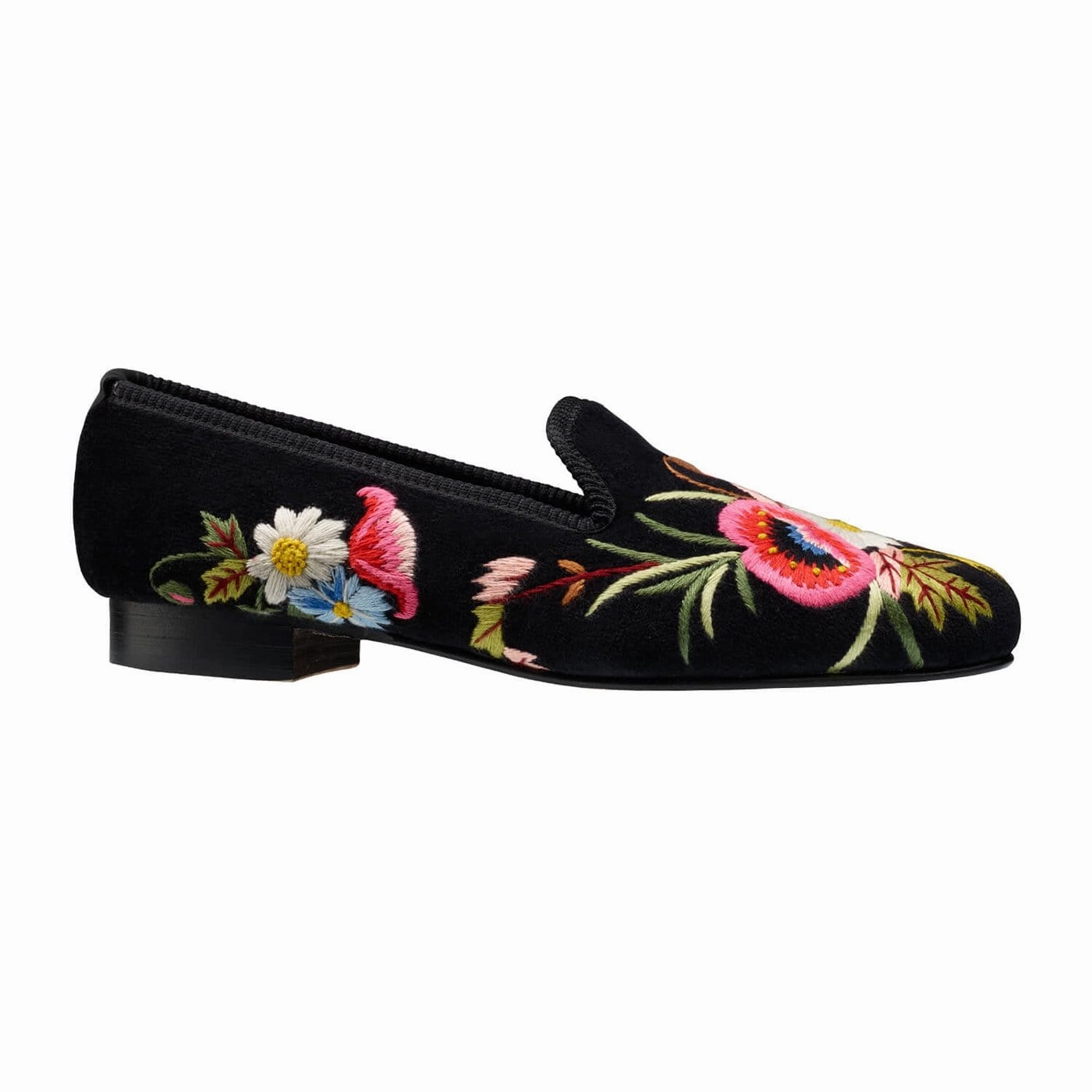 Poppies Black Velvet Comfy Footstep