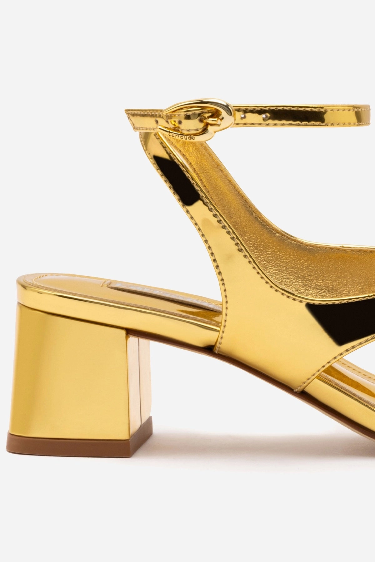 Balanced Design Reinforced Toe Guard Premium Fit Gaia Block Sandal In Gold Specchio