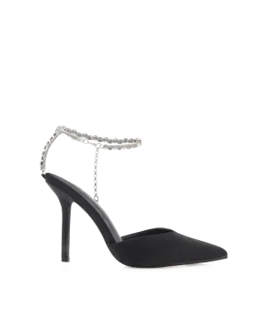 QUINLEE - BLACK SATIN Sleek Heels Formal Shoes