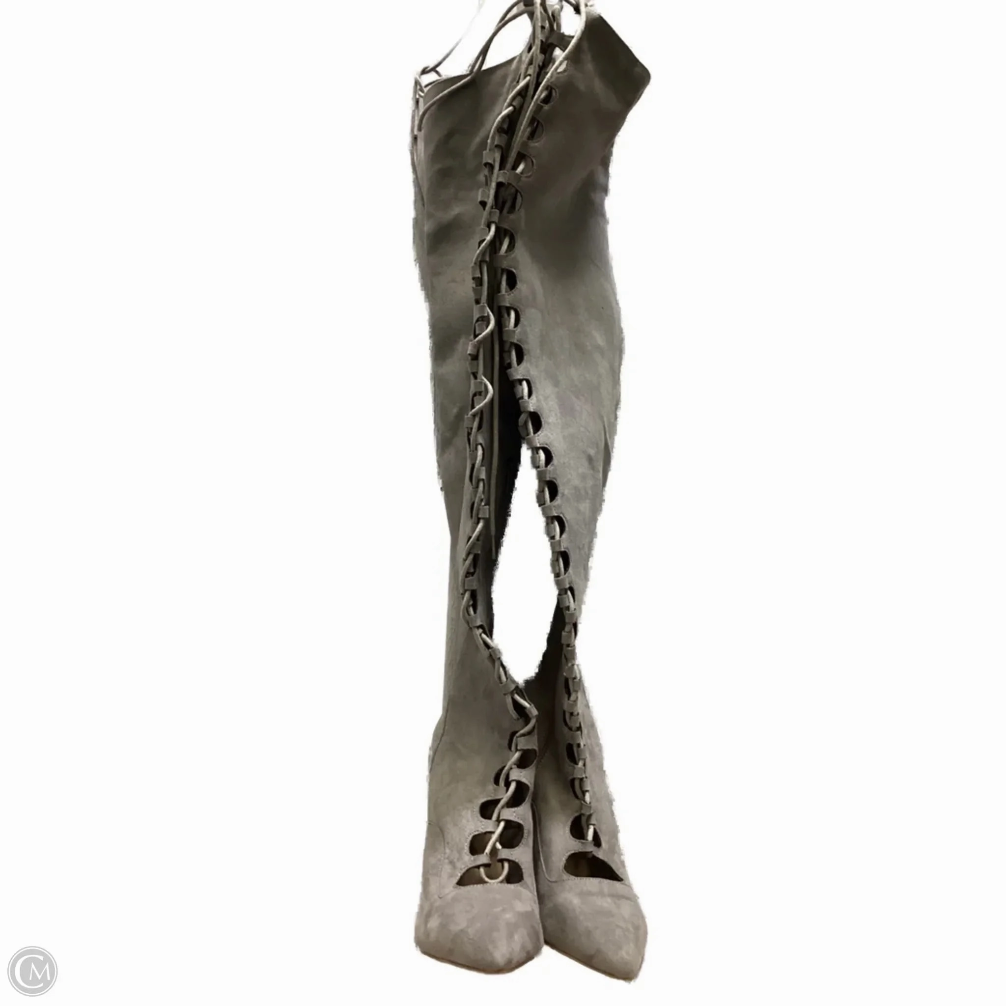 Comfortable Balance Boots Knee Heels By Shoedazzle In Grey, Size: 11