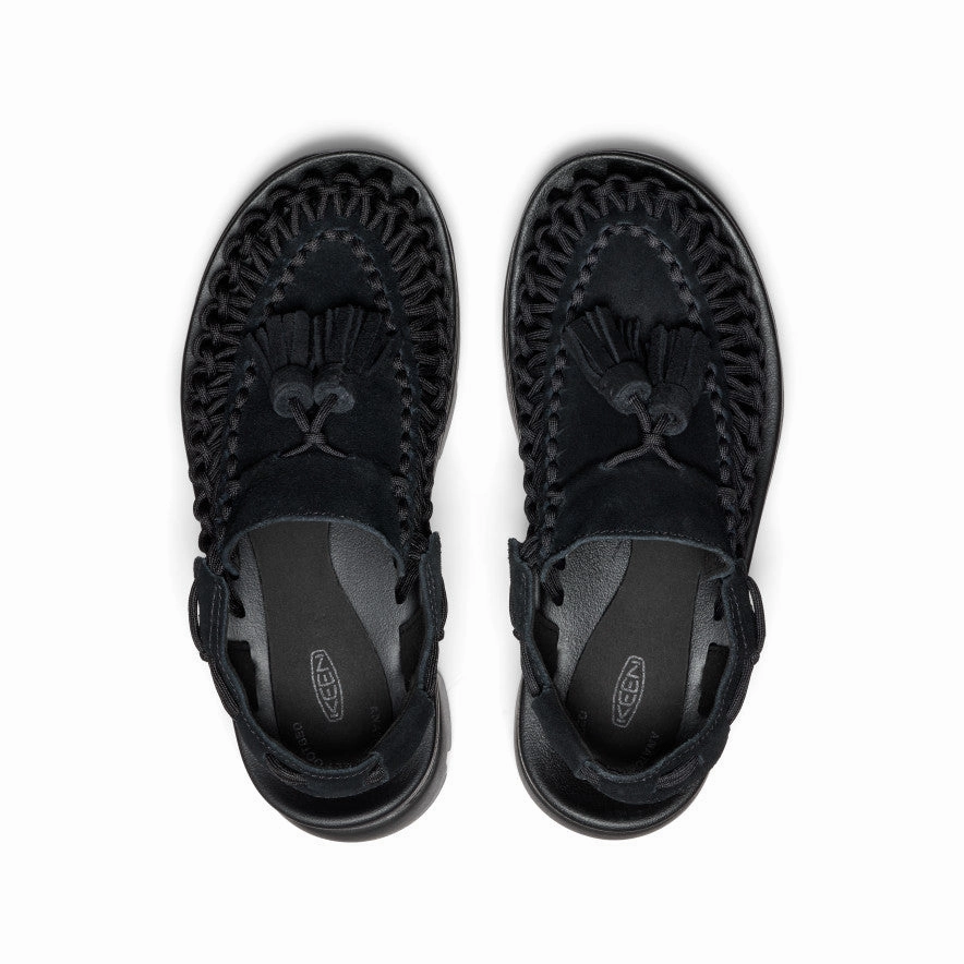 Free Movement Ergonomic Toe Post Design All Gender UNEEK PLT Tassel Sneaker  |  Black/Black