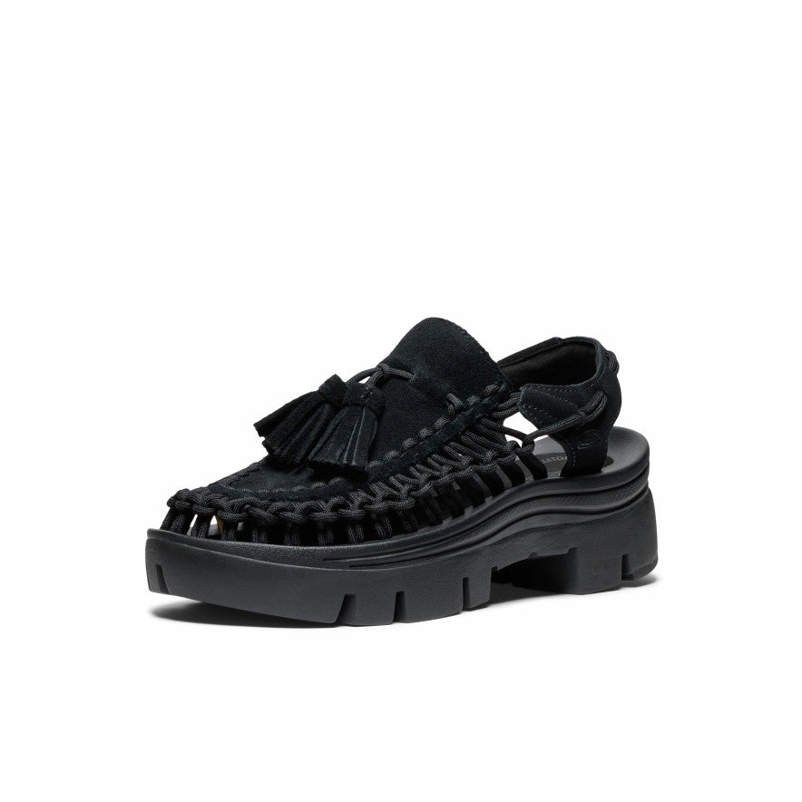 Easy-to-Wear Shoes Shock Absorbing All Gender UNEEK PLT Tassel Sneaker  |  Black/Black