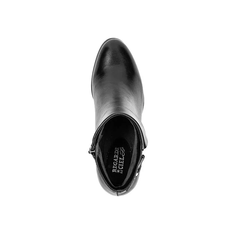 Regarde Le Ciel Sonia-128 Ladies Black Leather Side Zip Ankle Boots