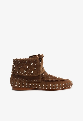 Evie Suede Bootie Abrasion Resistant Material Orthopedic Footbed System