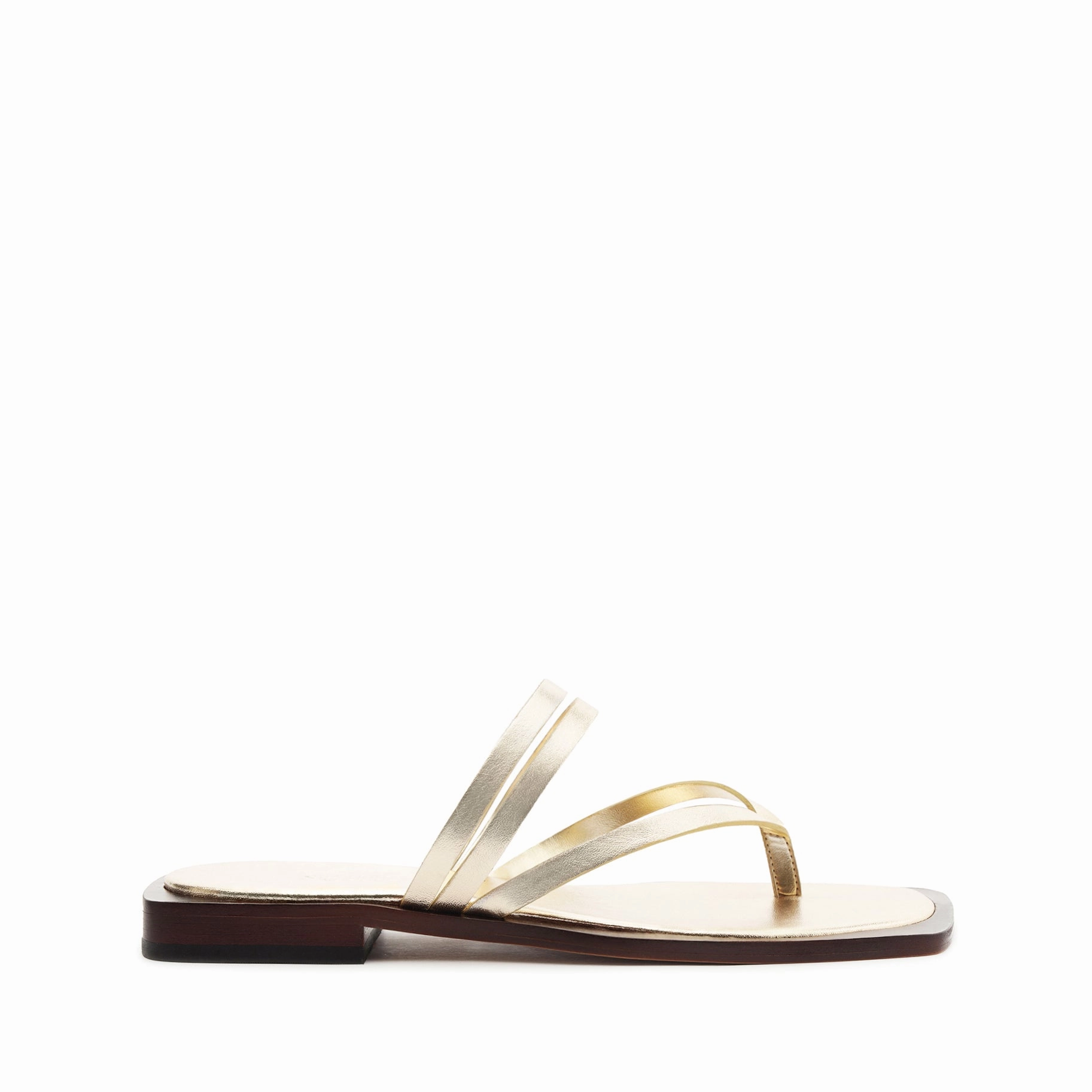 Grace Walk Foam Lining Running Errands Rania Metallic Leather Flat Sandal
