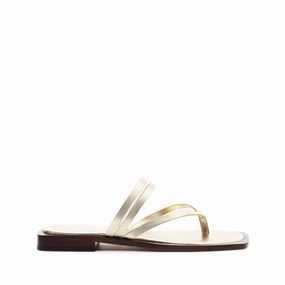 Grace Walk Foam Lining Running Errands Rania Metallic Leather Flat Sandal