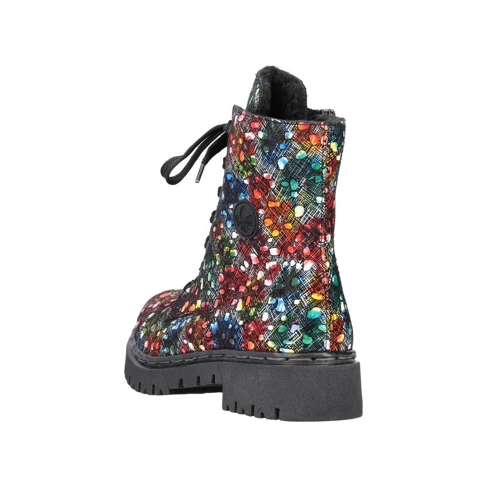 Rieker Y2440-90 Ladies Black Multi Zip & Lace Ankle Boots