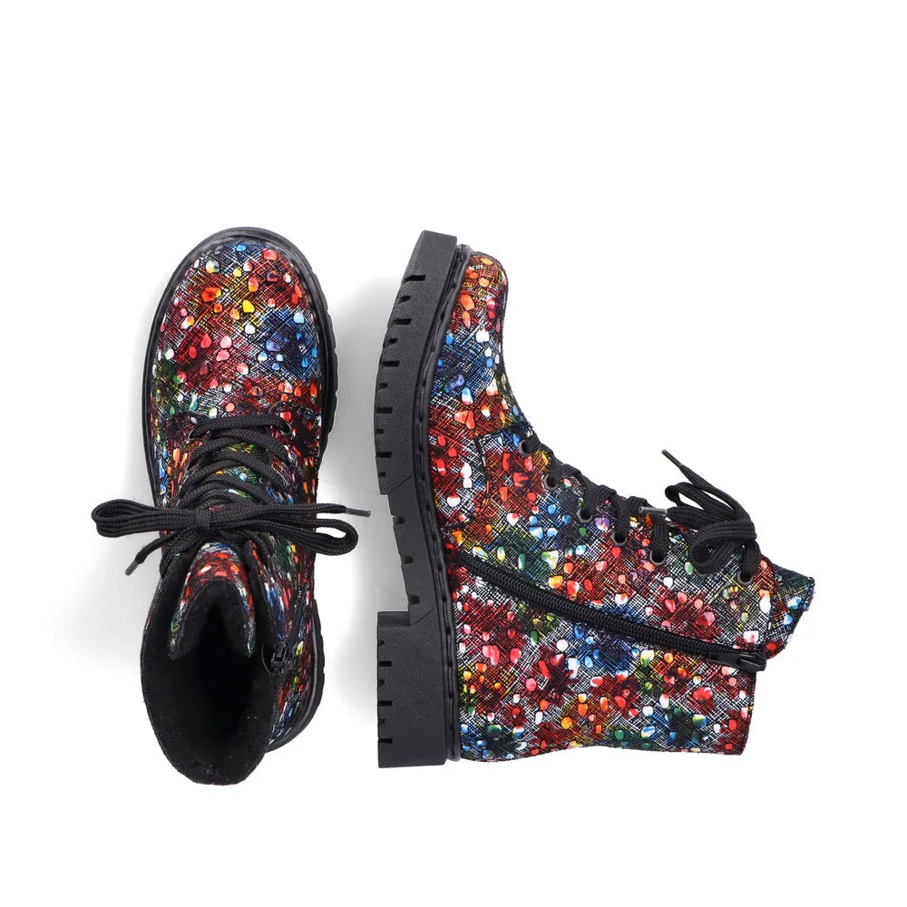 Rieker Y2440-90 Ladies Black Multi Zip & Lace Ankle Boots