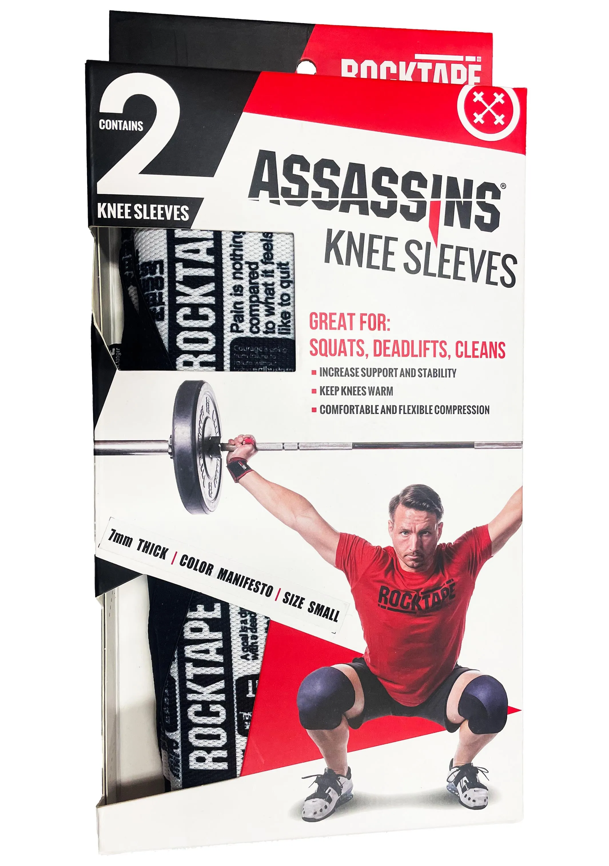 Rocktape Assassins Knee Sleeve 7MM <BR> WHITE MANIFESTO