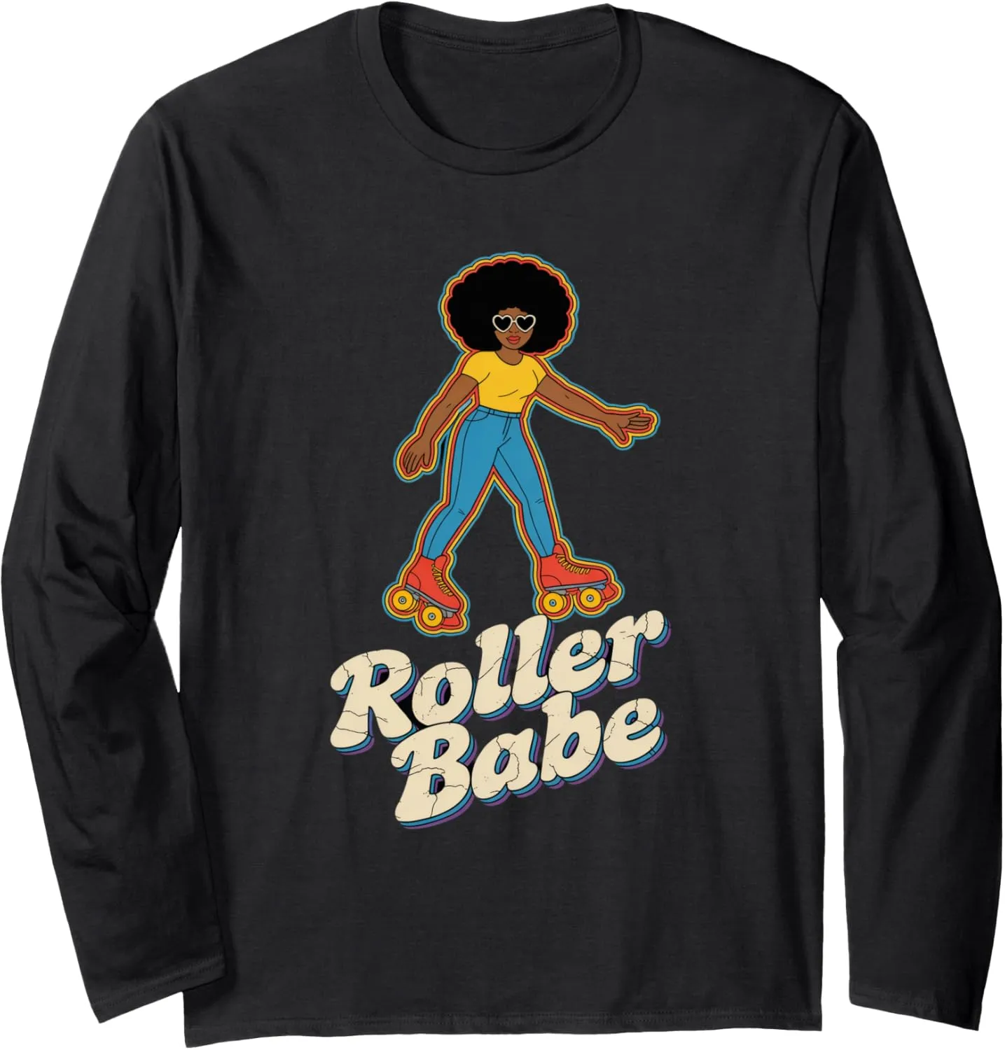 Roller Babe Skater Shoes Retro Roller Skating Long Sleeve T-Shirt