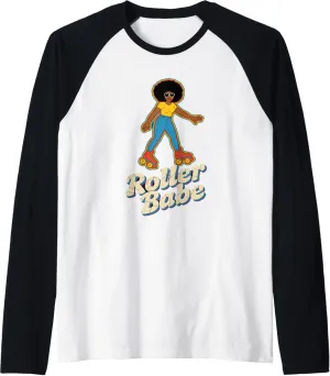 Roller Babe Skater Shoes Retro Roller Skating Raglan Baseball Tee