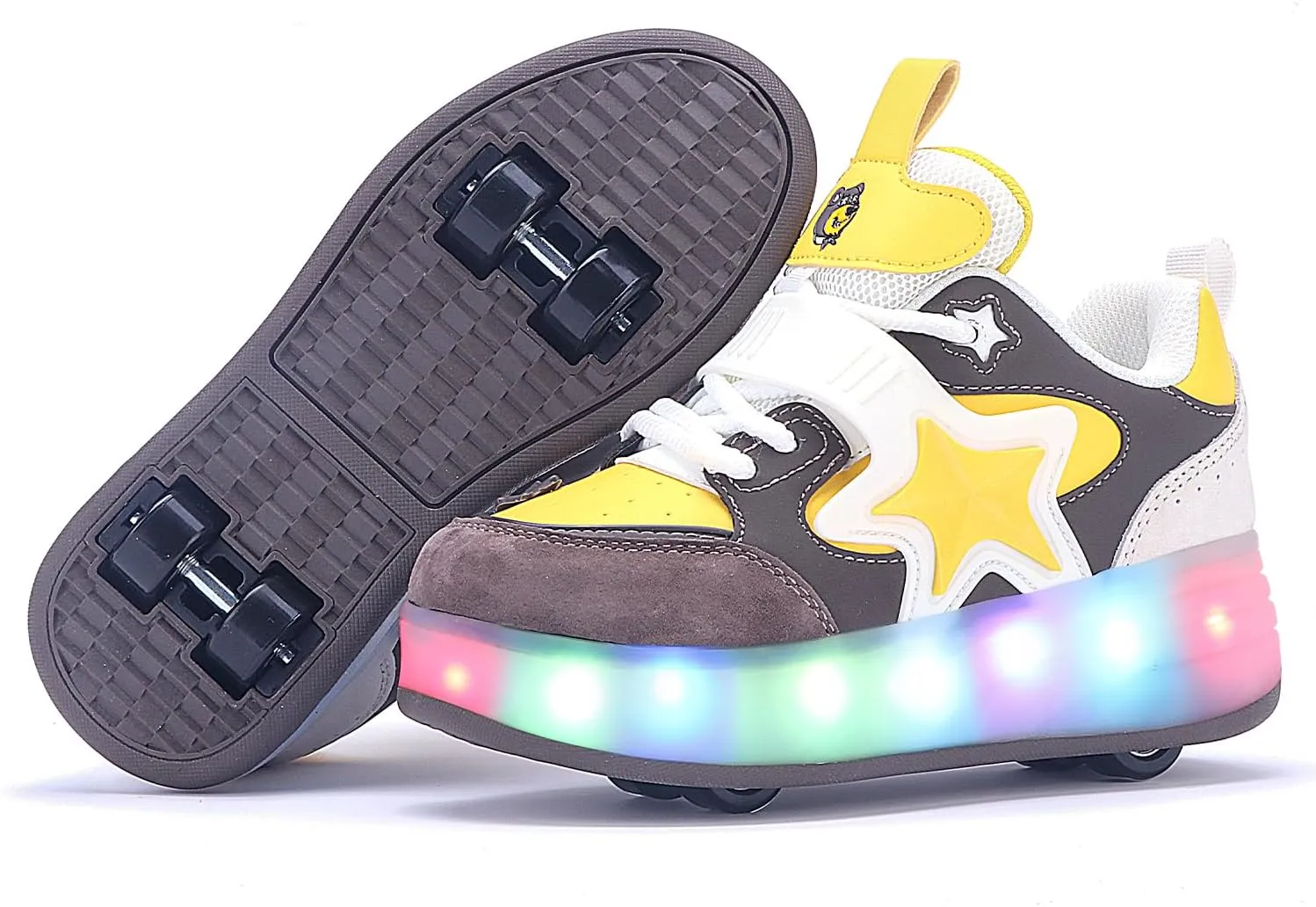 Roller Shoes with 16 LED Combinations for Girls Boys Roller Sneakers with 4-Wheels USB Rechargeable for Christmas Birthday Children Party Show Gift