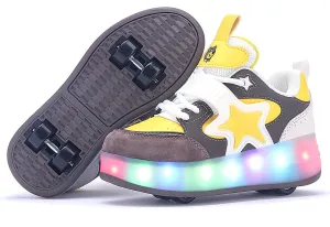 Roller Shoes with 16 LED Combinations for Girls Boys Roller Sneakers with 4-Wheels USB Rechargeable for Christmas Birthday Children Party Show Gift