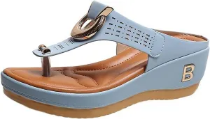 Roorsily Women's Breathable Sandals Sole Soft Wedge Sandals Fashionable Corrective Beach Sandals Breathable Casual Sandals