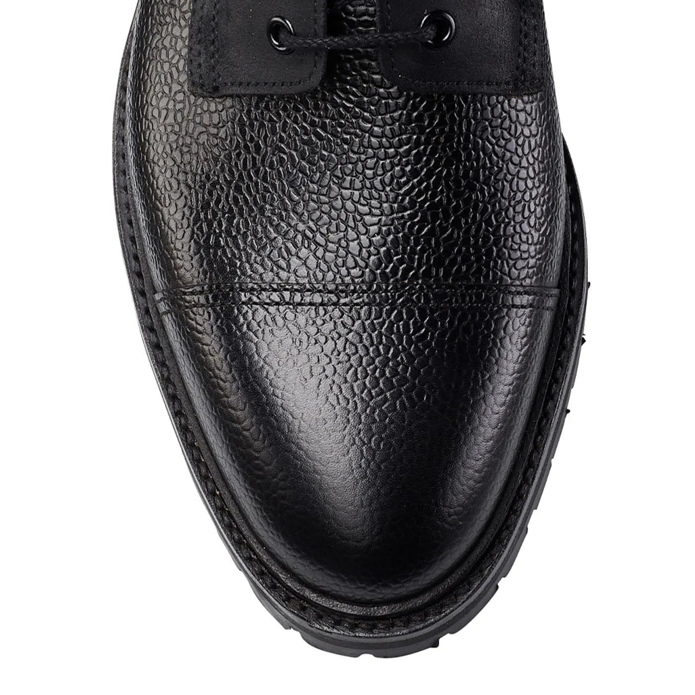 Thick sole Aldershot Black Scotch Grain & Black Rough-Out Suede