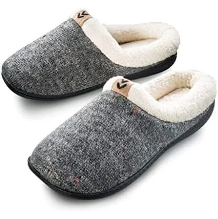 Roxoni Women's Sweater Knit Fleece Lined Clog Slippers Warm House Shoe