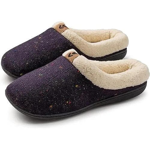 Roxoni Women's Sweater Knit Fleece Lined Clog Slippers Warm House Shoe