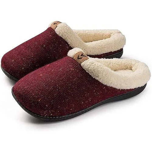 Roxoni Women's Sweater Knit Fleece Lined Clog Slippers Warm House Shoe