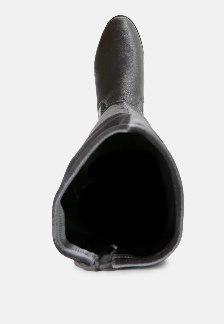 rumple velvet over the knee clear heel boots