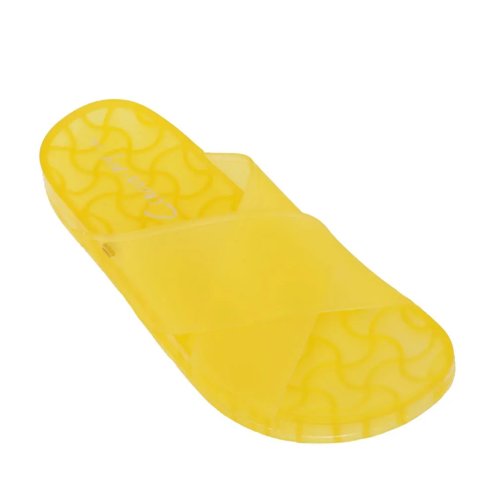 Sam Edelman Jelly Jaylee Lemon Color Block Translucent Slip On Slide Sandals