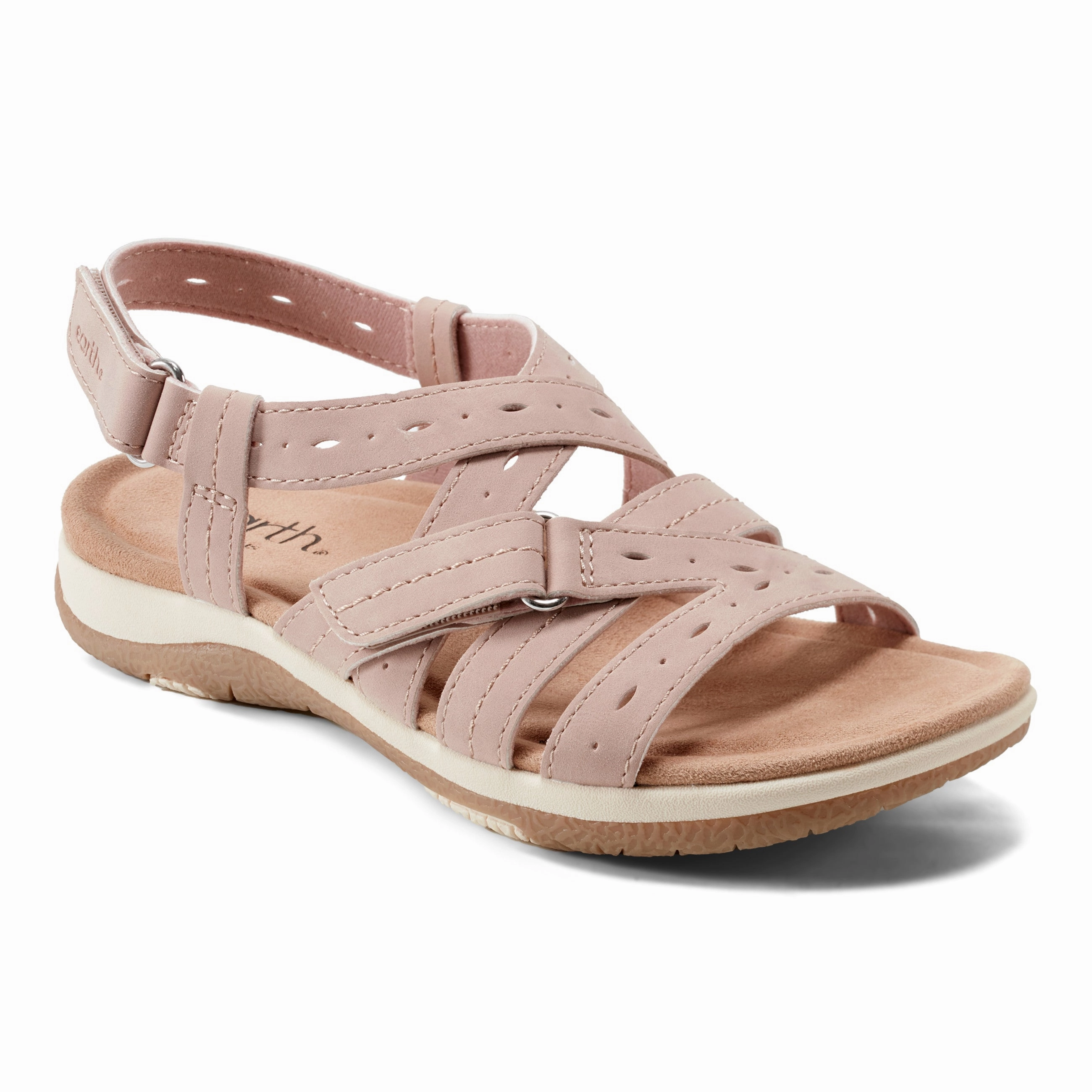 Samsin Round Toe Strappy Casual Flat Sandals Soft Leather Travel Footwear