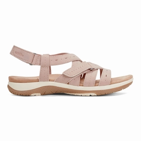 Samsin Round Toe Strappy Casual Flat Sandals Ergonomic Footbed Molding