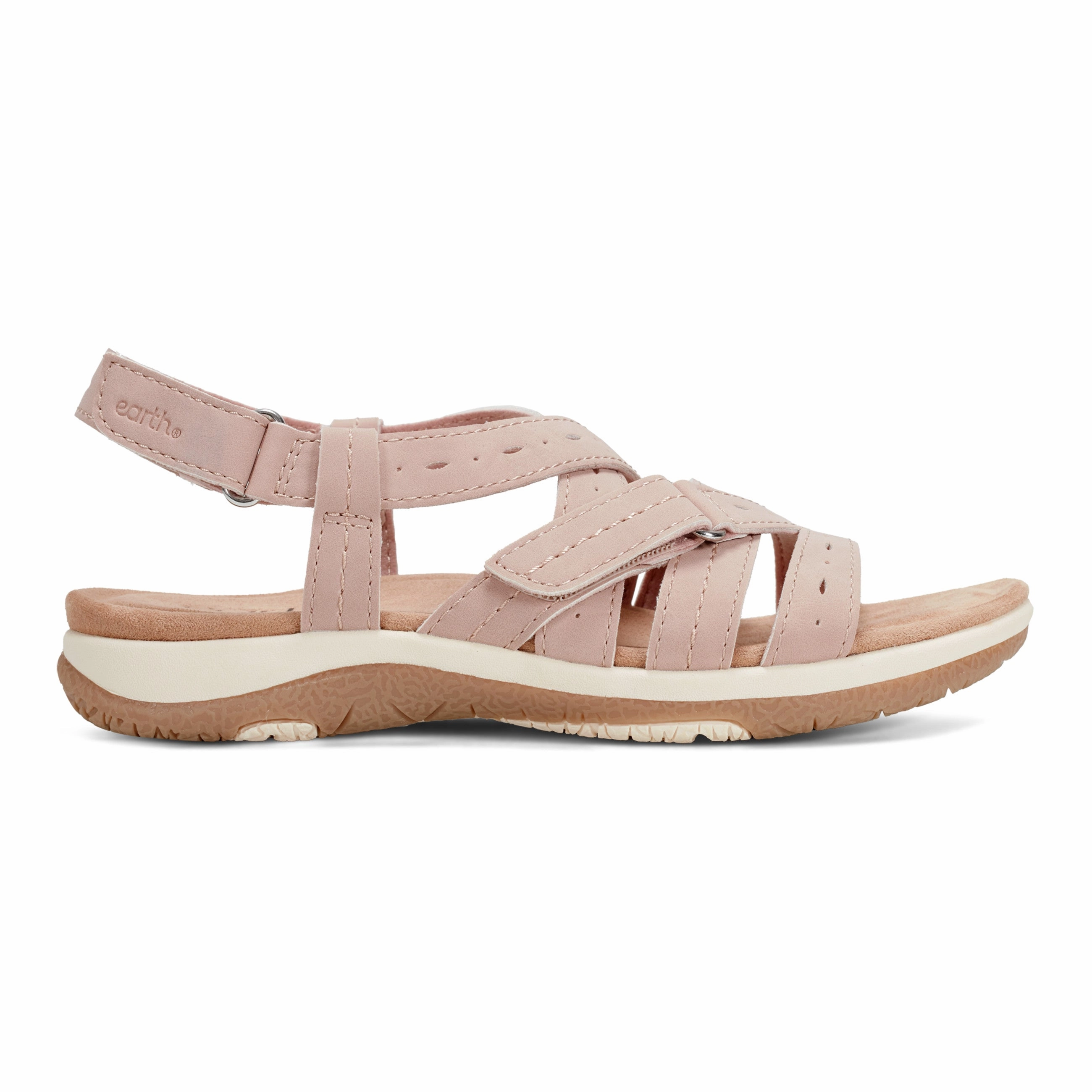 Samsin Round Toe Strappy Casual Flat Sandals Ergonomic Footbed Molding