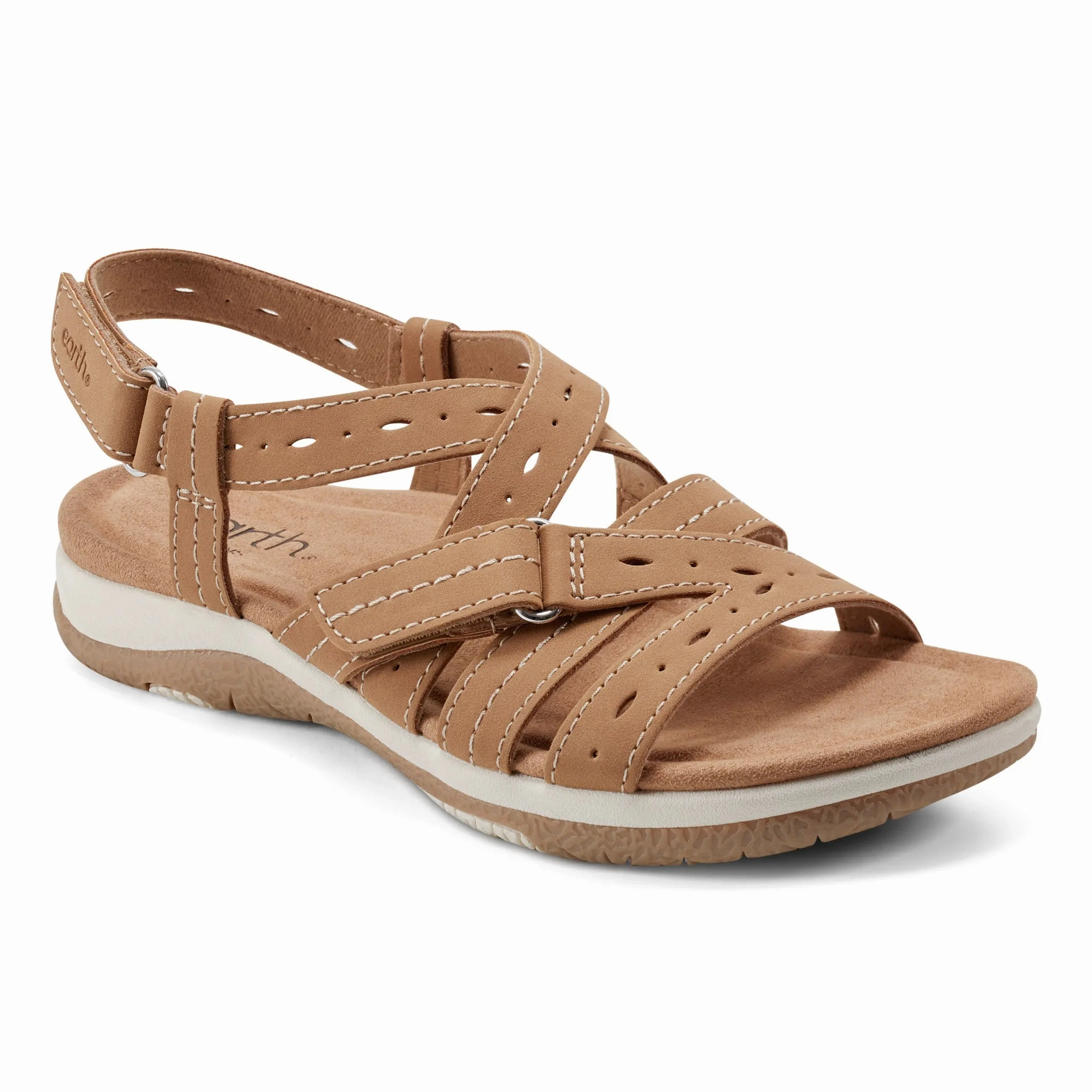 Samsin Round Toe Strappy Casual Flat Sandals Comfortable Vacation Footwear