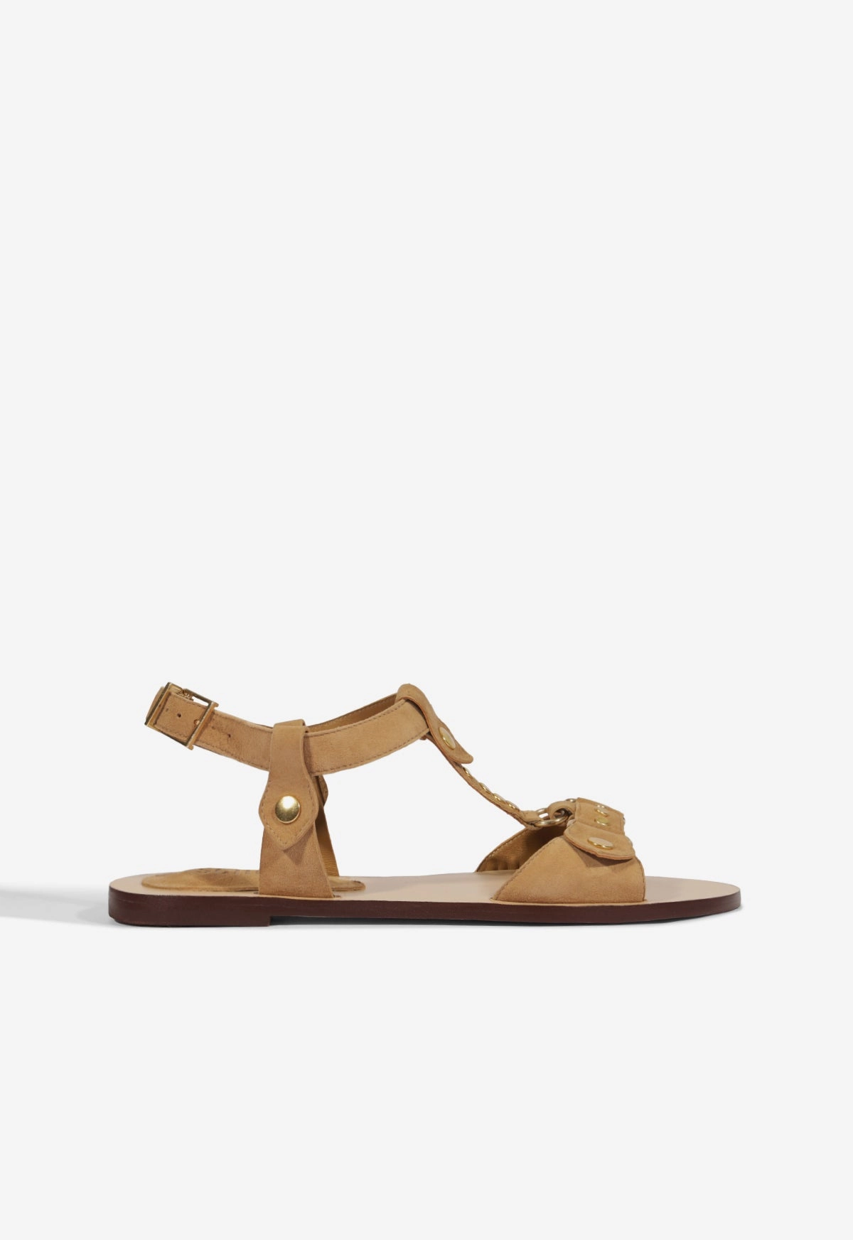 Stevie Brown Suede Flat Sandal Impact Dispersion System
