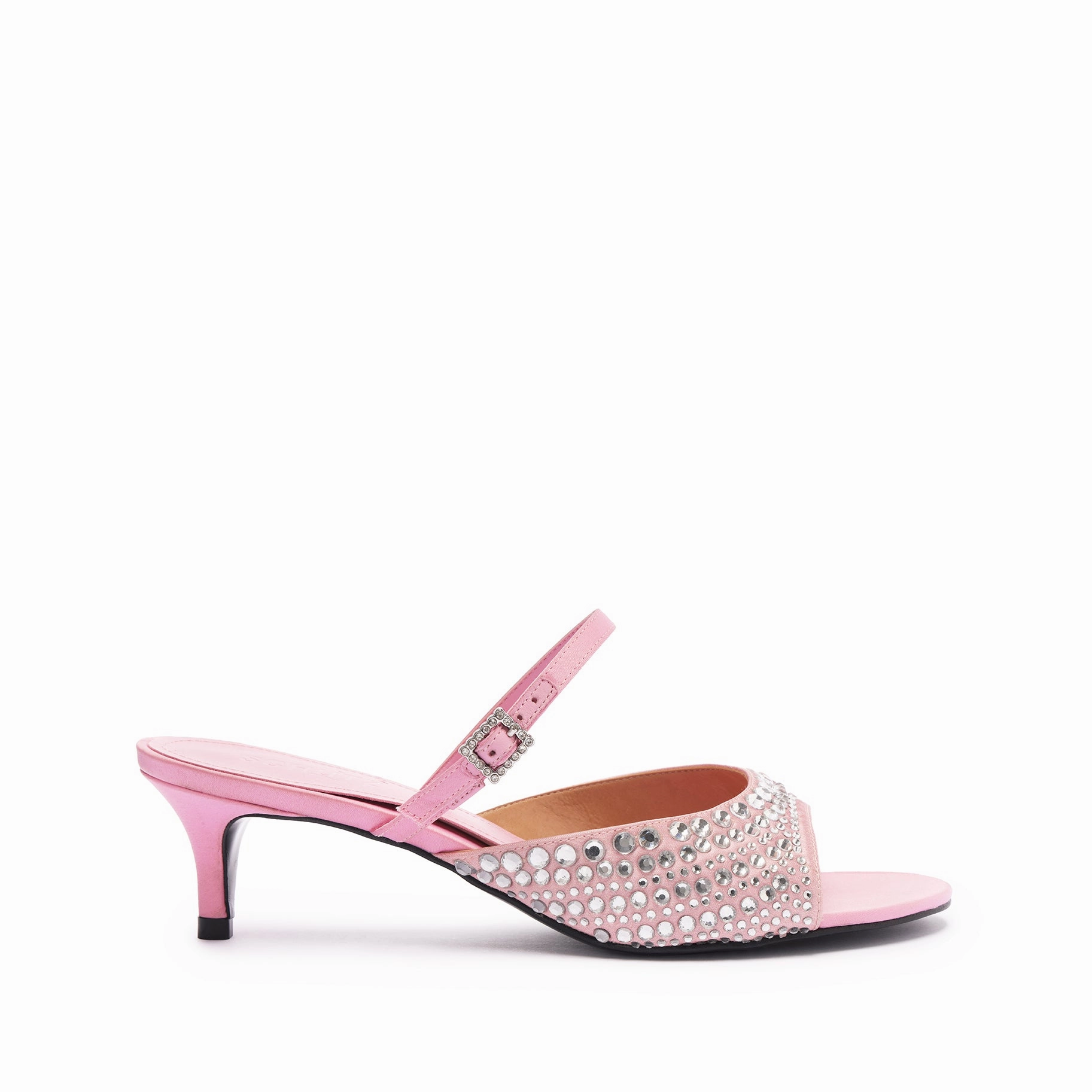 Louise Low Satin Sandal Shiny Tone