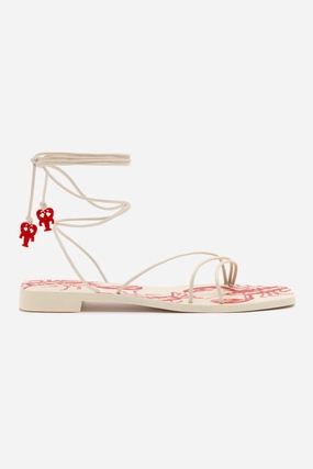 Toe Protection Village Glow Nadia Flat Sandal In Ivory Leather